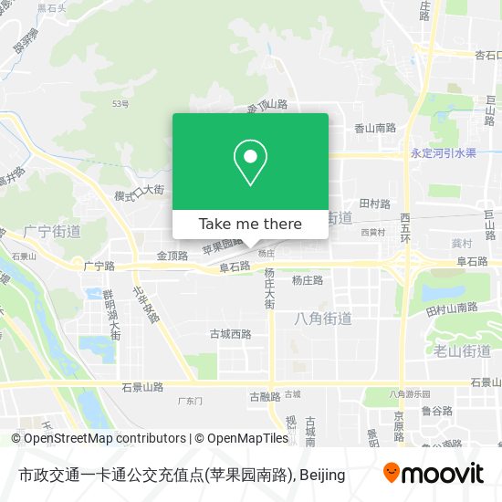 市政交通一卡通公交充值点(苹果园南路) map