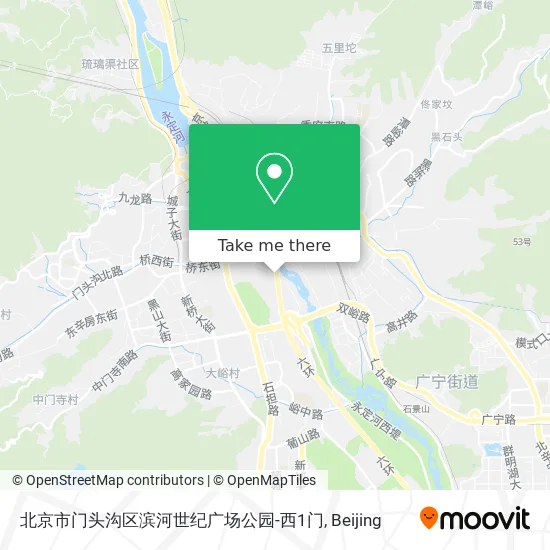 北京市门头沟区滨河世纪广场公园-西1门 map