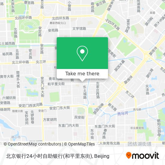 北京银行24小时自助银行(和平里东街) map