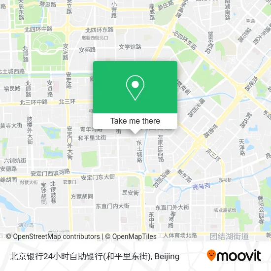 北京银行24小时自助银行(和平里东街) map