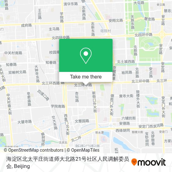 海淀区北太平庄街道师大北路21号社区人民调解委员会 map