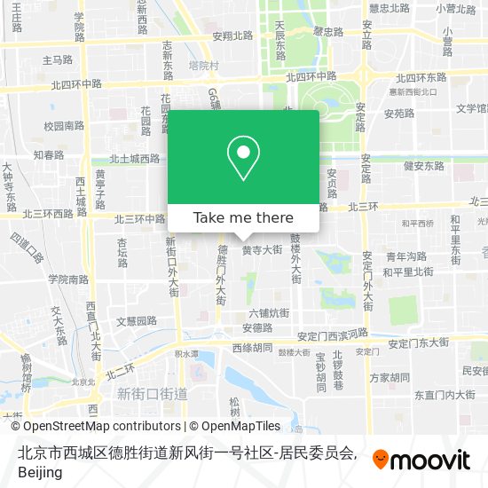 北京市西城区德胜街道新风街一号社区-居民委员会 map