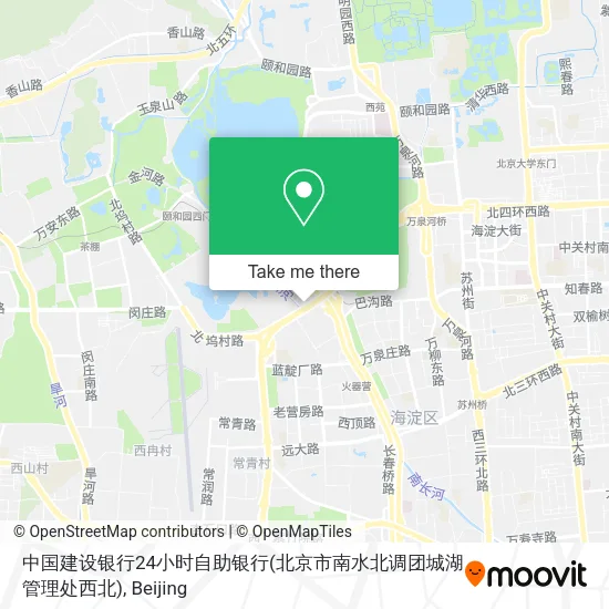 中国建设银行24小时自助银行(北京市南水北调团城湖管理处西北) map