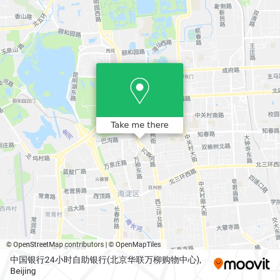 中国银行24小时自助银行(北京华联万柳购物中心) map