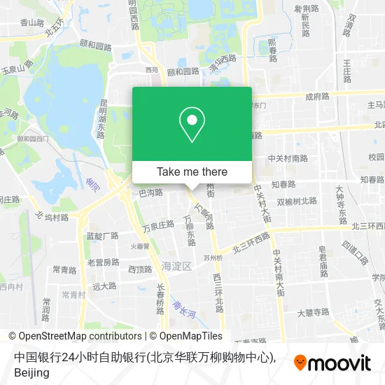 中国银行24小时自助银行(北京华联万柳购物中心) map