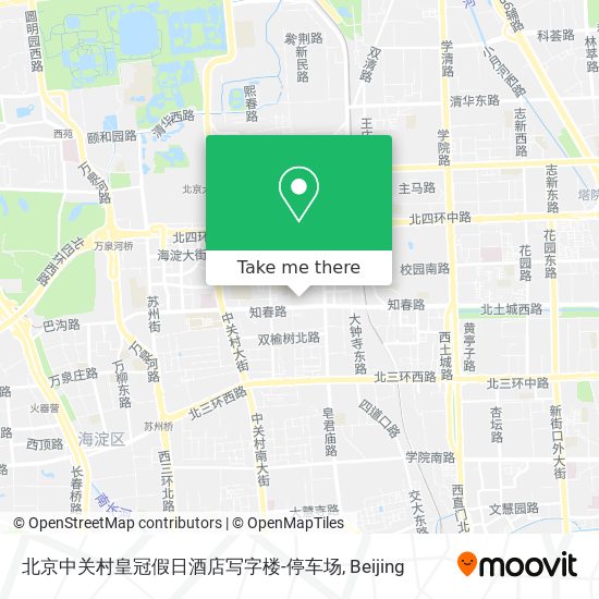 北京中关村皇冠假日酒店写字楼-停车场 map