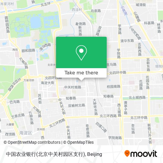 中国农业银行(北京中关村园区支行) map