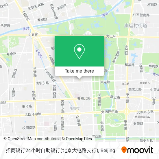 招商银行24小时自助银行(北京大屯路支行) map