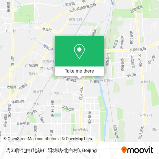 房33路北白(地铁广阳城站-北白村) map