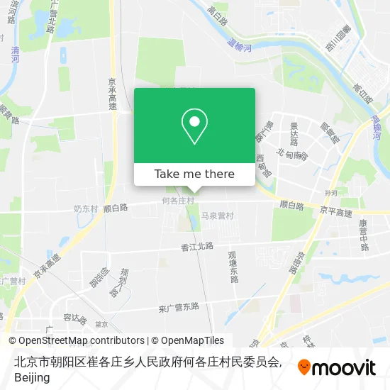 北京市朝阳区崔各庄乡人民政府何各庄村民委员会 map