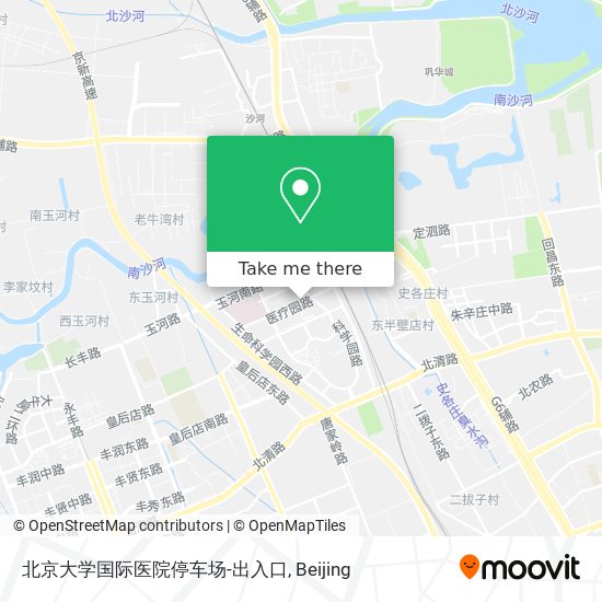 北京大学国际医院停车场-出入口 map