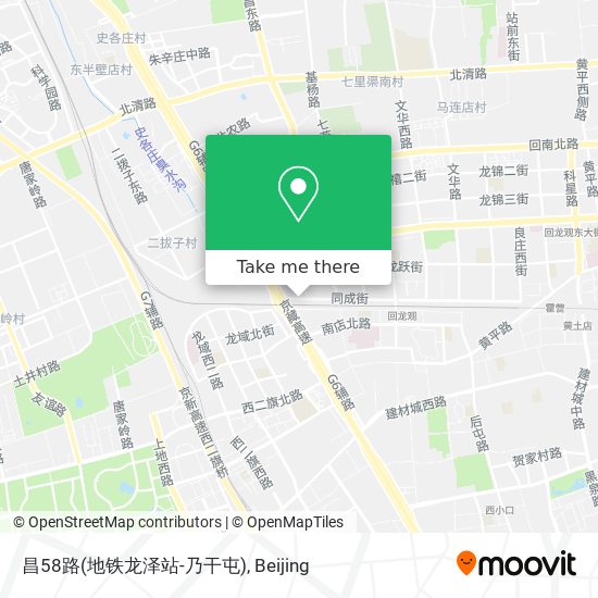 昌58路(地铁龙泽站-乃干屯) map