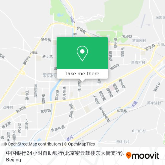 中国银行24小时自助银行(北京密云鼓楼东大街支行) map