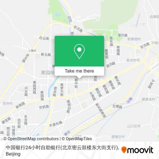 中国银行24小时自助银行(北京密云鼓楼东大街支行) map