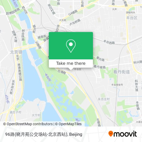 96路(晓月苑公交场站-北京西站) map