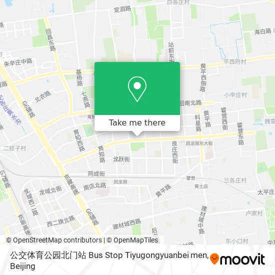 公交体育公园北门站 Bus Stop Tiyugongyuanbei men map