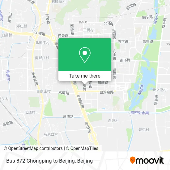 Bus 872 Chongping to Beijing map