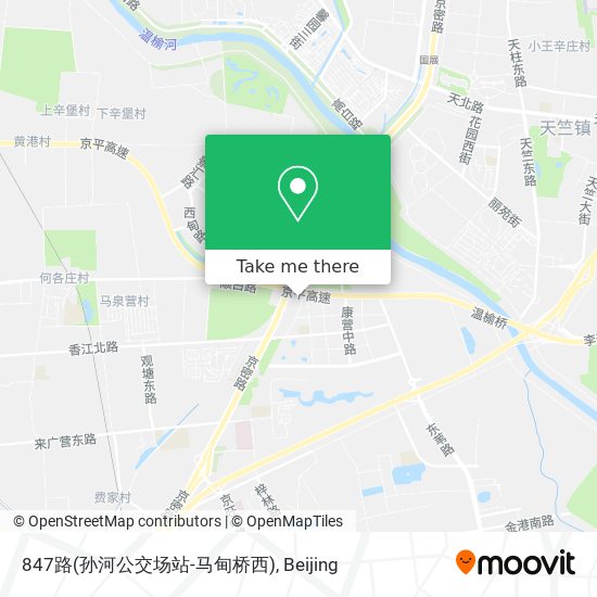 847路(孙河公交场站-马甸桥西) map