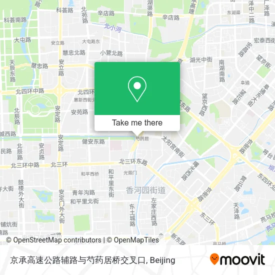 京承高速公路辅路与芍药居桥交叉口 map