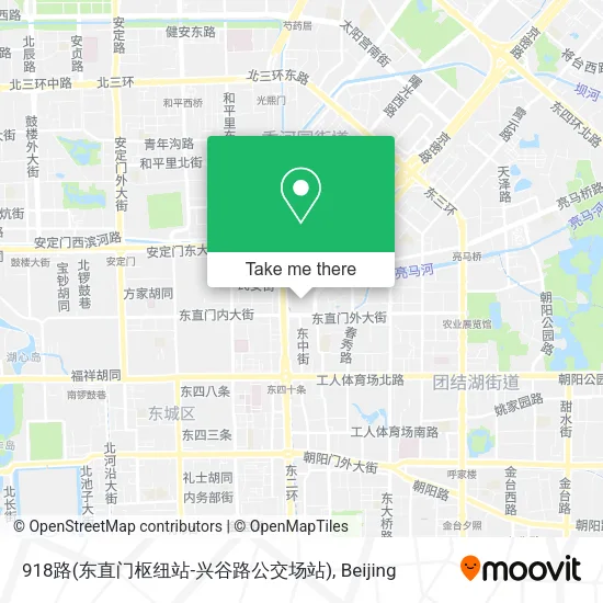 918路(东直门枢纽站-兴谷路公交场站) map