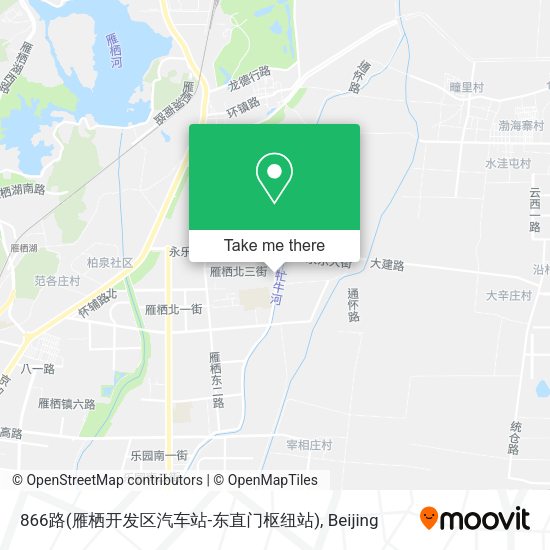 866路(雁栖开发区汽车站-东直门枢纽站) map