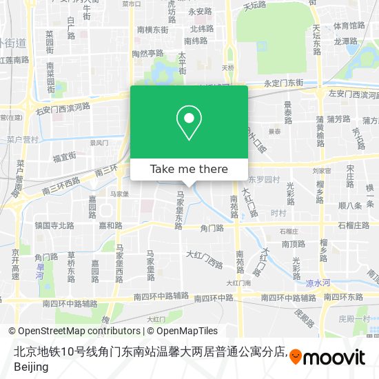 北京地铁10号线角门东南站温馨大两居普通公寓分店 map