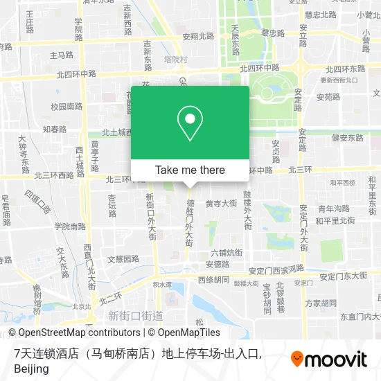 7天连锁酒店（马甸桥南店）地上停车场-出入口 map