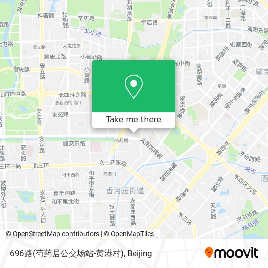 696路(芍药居公交场站-黄港村) map