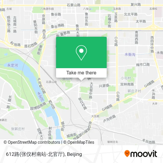 612路(张仪村南站-北官厅) map