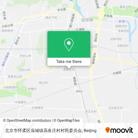 北京市怀柔区庙城镇高各庄村村民委员会 map
