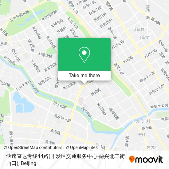快速直达专线44路(开发区交通服务中心-融兴北二街西口) map