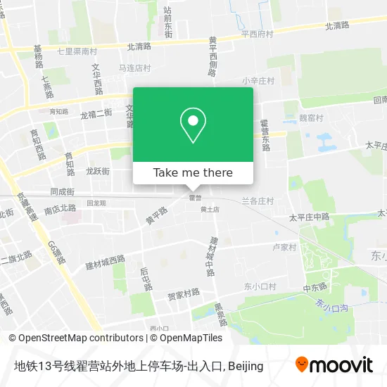 地铁13号线翟营站外地上停车场-出入口 map