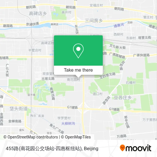 455路(南花园公交场站-四惠枢纽站) map