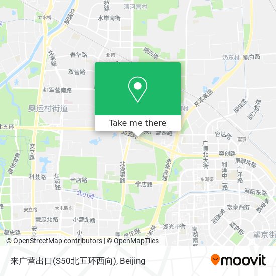 来广营出口(S50北五环西向) map