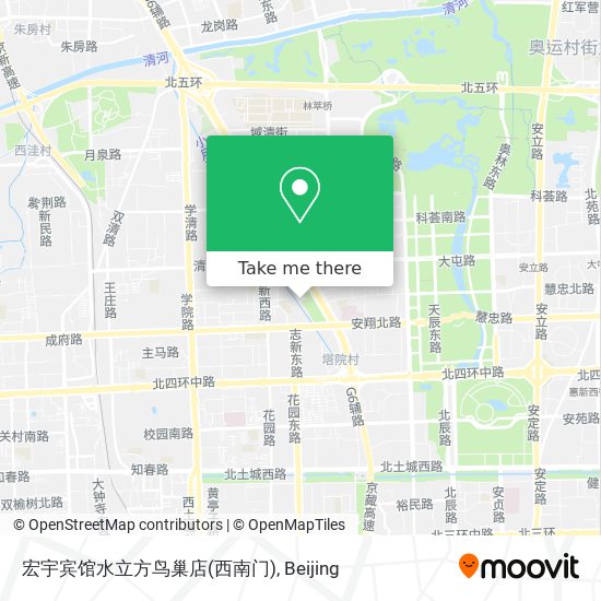 宏宇宾馆水立方鸟巢店(西南门) map