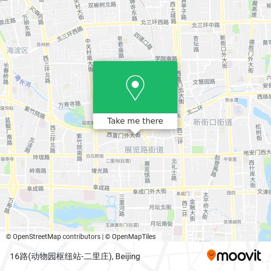 16路(动物园枢纽站-二里庄) map