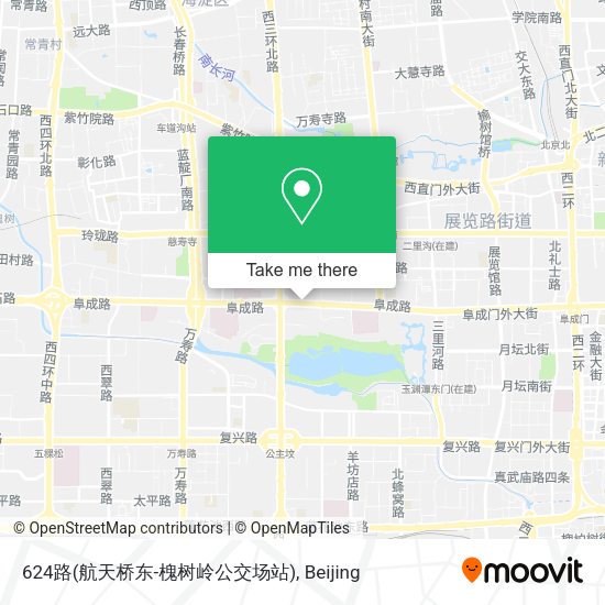 624路(航天桥东-槐树岭公交场站) map