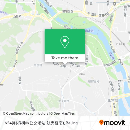 624路(槐树岭公交场站-航天桥南) map