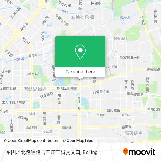 东四环北路辅路与辛庄二街交叉口 map