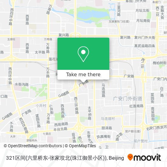 321区间(六里桥东-张家坟北(珠江御景小区)) map