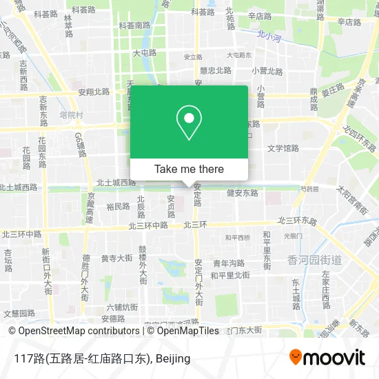 117路(五路居-红庙路口东) map