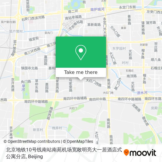 北京地铁10号线南站南苑机场宽敞明亮大一居酒店式公寓分店 map