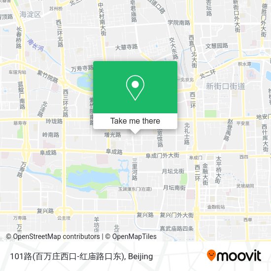101路(百万庄西口-红庙路口东) map