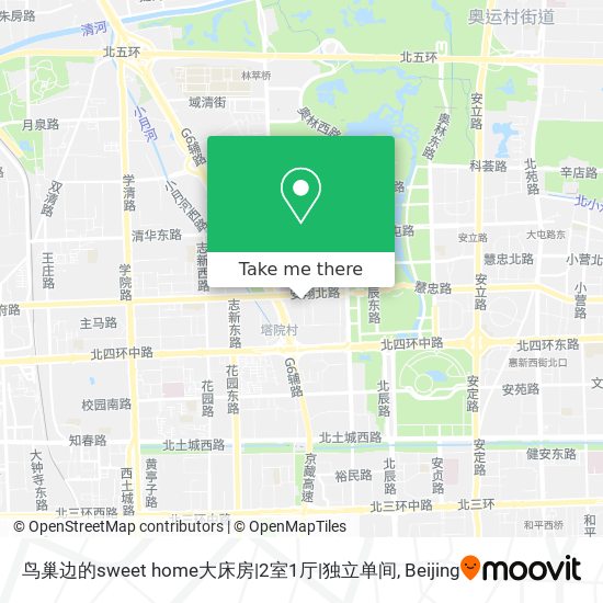 鸟巢边的sweet home大床房|2室1厅|独立单间 map