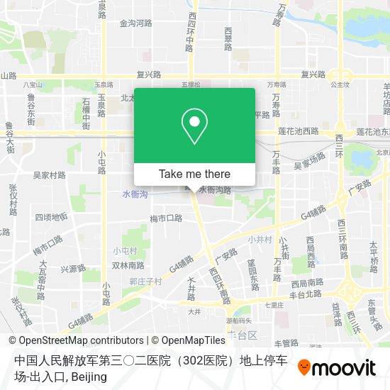 中国人民解放军第三〇二医院（302医院）地上停车场-出入口 map