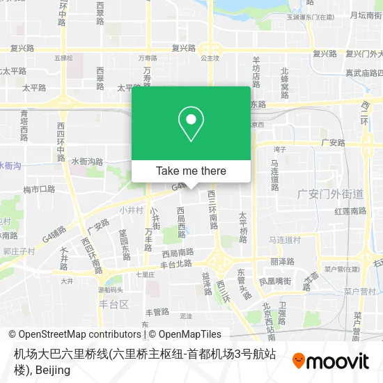 机场大巴六里桥线(六里桥主枢纽-首都机场3号航站楼) map