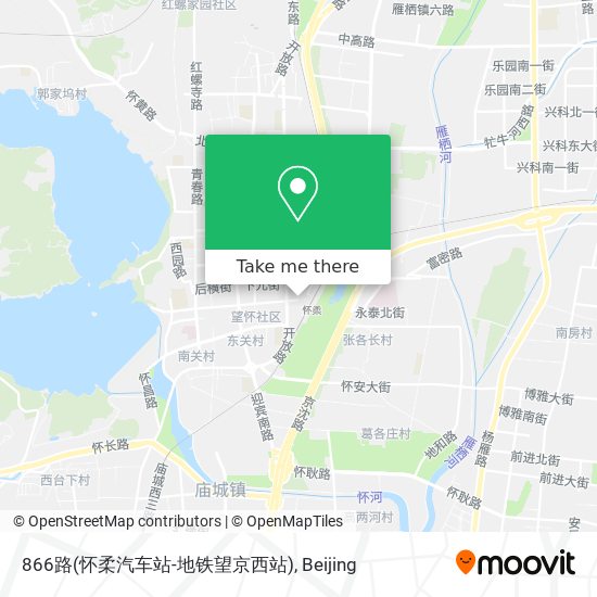 866路(怀柔汽车站-地铁望京西站) map