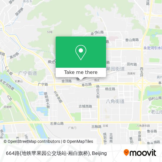 664路(地铁苹果园公交场站-厢白旗桥) map