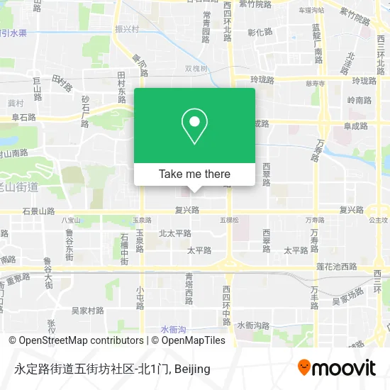永定路街道五街坊社区-北1门 map
