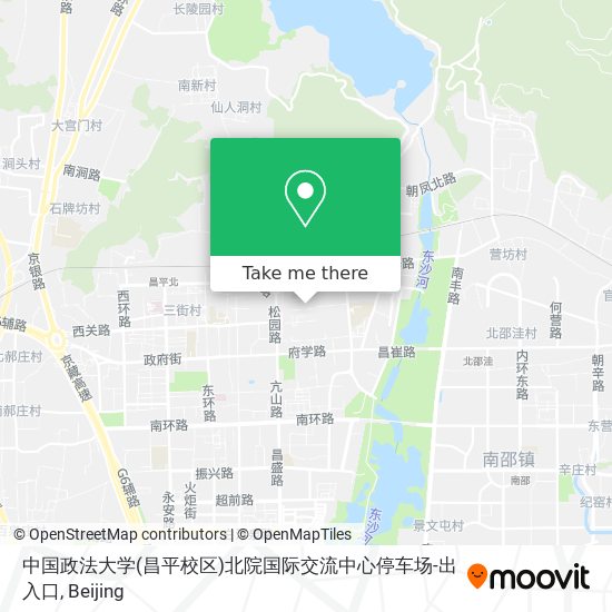中国政法大学(昌平校区)北院国际交流中心停车场-出入口 map